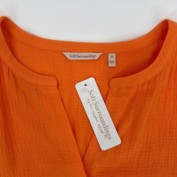 Soft Surroundings NWT Orange Gauze Popover Pockets Size 1X - Picture 6 of 7